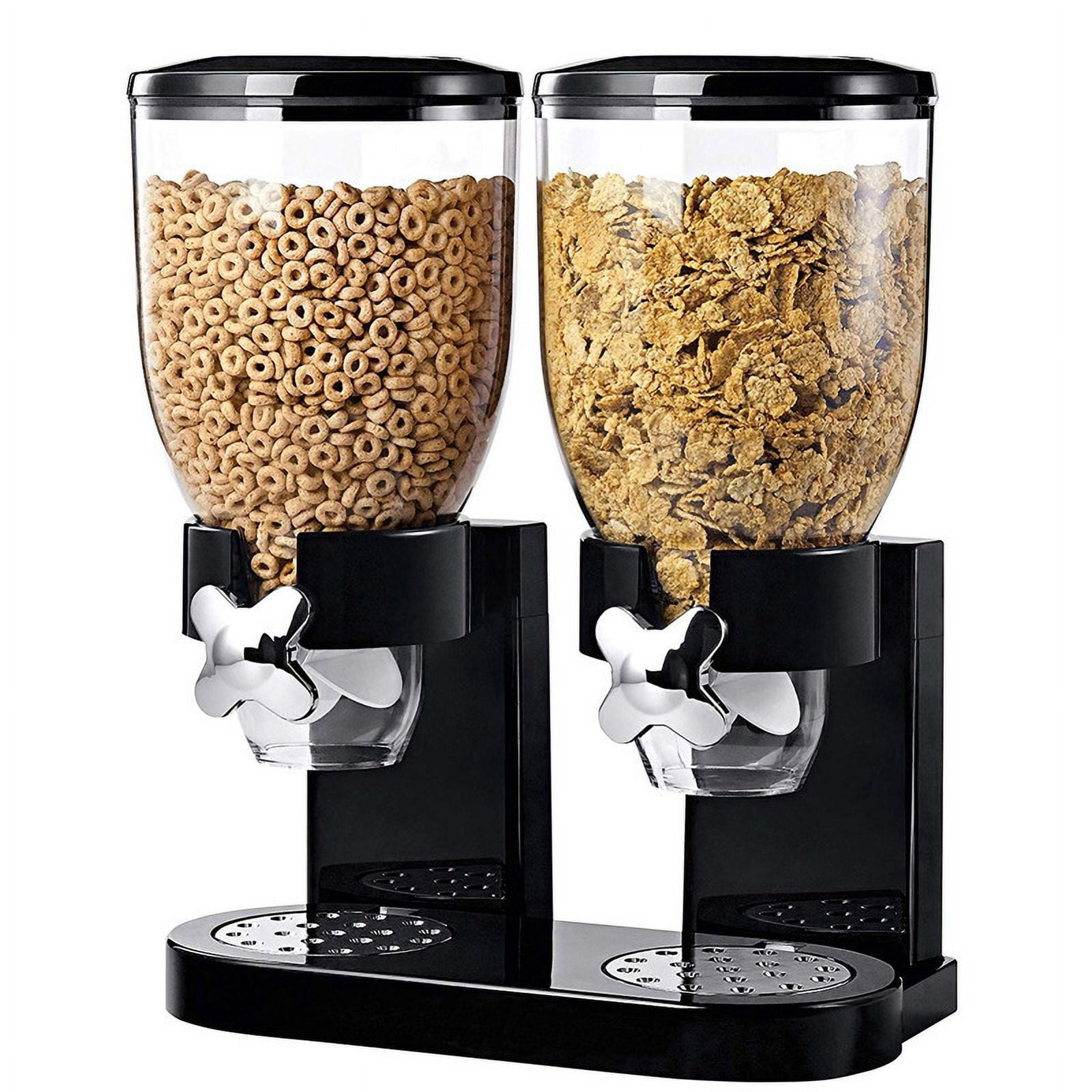 Cereal Dispenser Countertop, 2 Pack 2L Large Capacity Cereal Container Airtight, Double Dry Food Dispenser for Small Size Nut, Candy, Beans, Rice, Pantry Kitchen Organizer