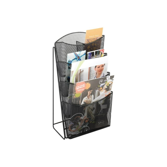 Safco Onyx - Literature holder - desktop - 4 compartments - for Letter - black