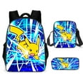 thumbnail image 4 of 3PCS Pokemon_Pika-chu Backpack with Lunch Bag Pencil Case Cartoon Backpack Laptop Bag Outdoor Sports Pockets For Travel Backpack 17IN, 4 of 9