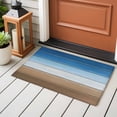 thumbnail image 5 of Blue Brown Bathroom Mat 2x3 FT, Non Slip Small Kitchen Mat, Vintage Farmhouse Gradient Wooden Grain Washable Soft Backed Front Door Throw Rug Non-Shedding Indoor Outdoor Doormat for Entryway Sink, 5 of 9