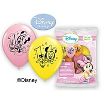 Party Supplies -Pioneer Latex Balloons 6 ct 12" Disney Minnie 1st Birthday 30848