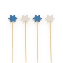 BambooMN - Holiday 6-Point Star Bamboo Picks Skewers for Fruit Sandwiches Cocktails - 5.9" (15cm) - Blue, White - 1,000pcs