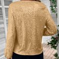 thumbnail image 6 of Laqbezok Dazzling Sequin V Neck Balloon Sleeve Top, Women's Shimmering Evening Party Blouse, Glamorous Sparkly Holiday Outfit, 6 of 8