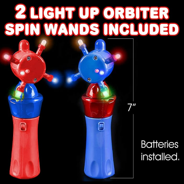 ArtCreativity Light Up Orbiter Spinning Wands Set of 2 LED Spin Toy for Kids Birthday Gift Party Favor