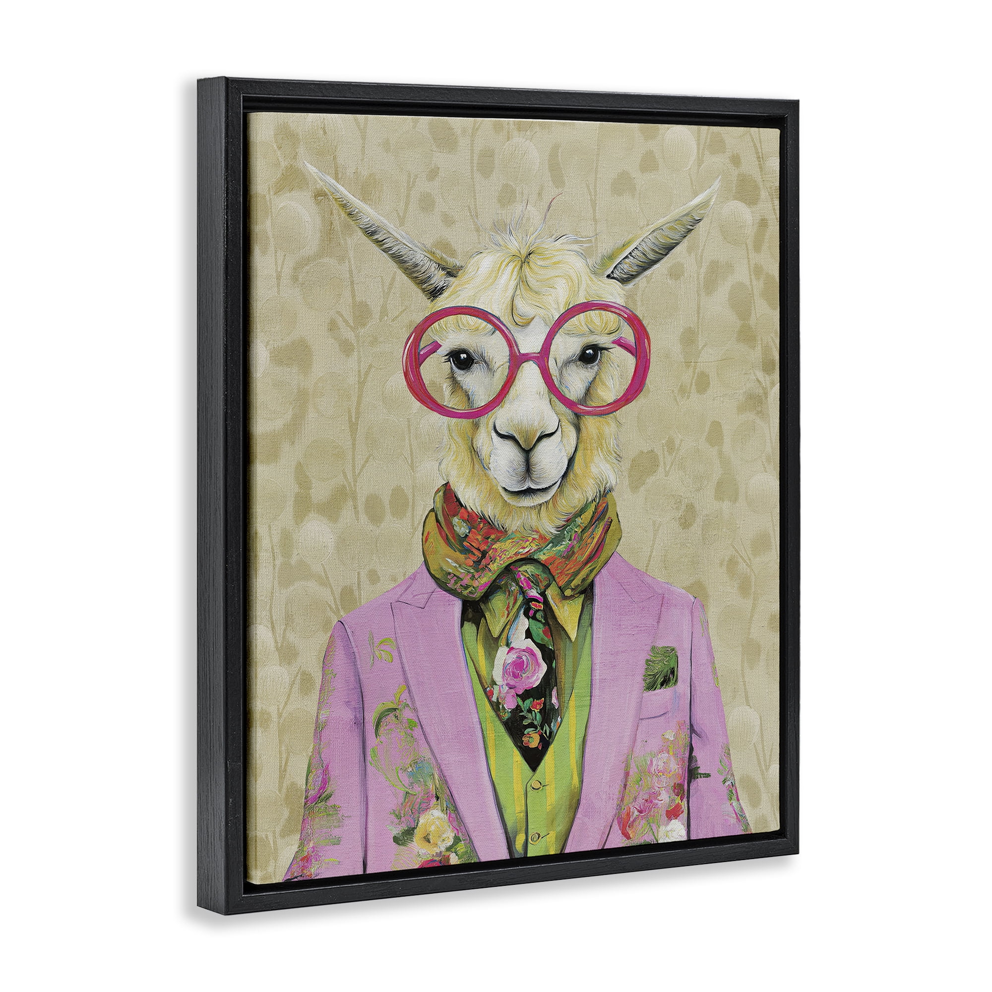 Stupell Industries Stylish Llama with Glasses Black Framed Floater Canvas Wall Art, design by Svetlana Aleynikova