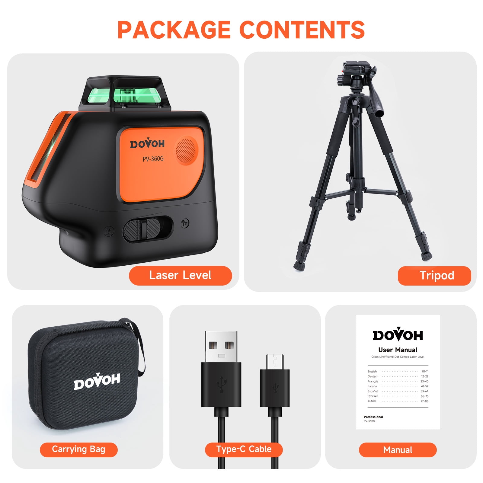 Plumb Dot Laser Level with Tripod : Point Laser Level 360 Self Leveling DIY Green Rechargeable, Entry Level, PV-360G-KIT