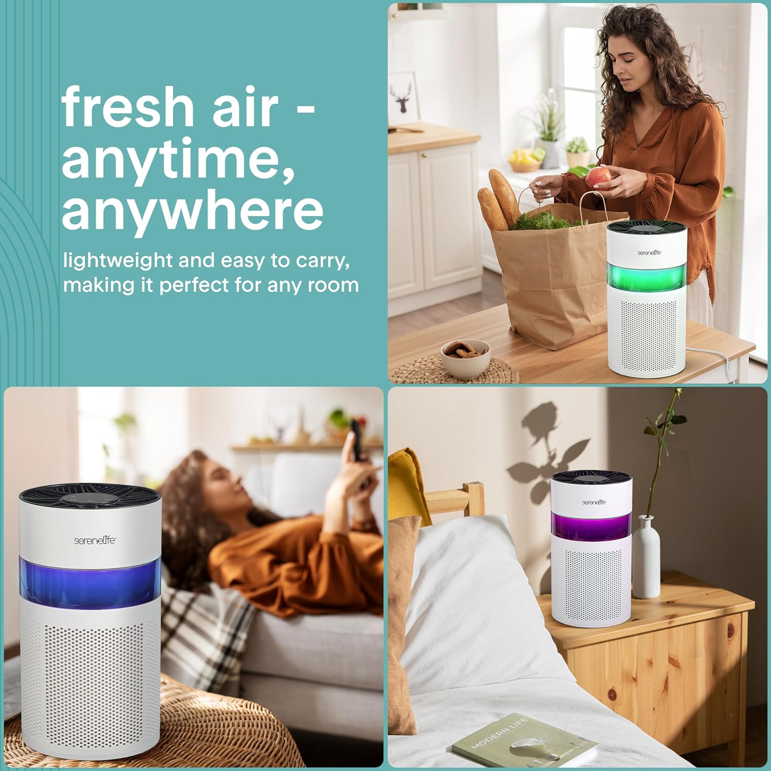 Portable Purifier for Home Allergies Pet Hair Bedrooms HEPA Filter Timer Sleep Mode White