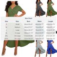 thumbnail image 3 of JSheng Summer Dresses for Women Trendy Solid Color Elegant V-Neck Short-Sleeve Maxi Dress With High Slit Army Green L, 3 of 5