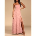thumbnail image 6 of Yunliwuli Women Strapless Dress Summer Floral Jacquard Cutout High Split A-Line Party Dress for Cocktail Beach Streetwear, 6 of 8