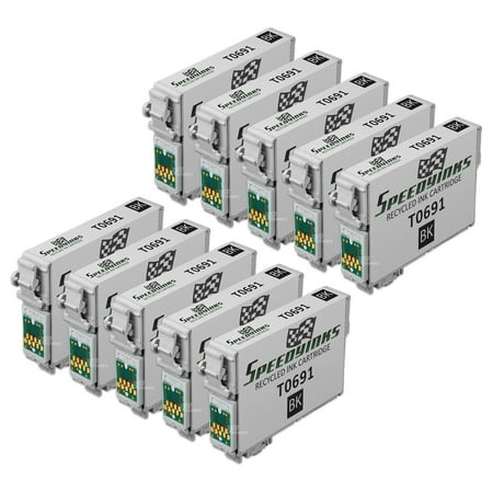 Speedy Inks Remanufactured Ink Cartridge Replacement for Epson 69 (Black  10-Pack) Remanufactured Epson T069120 (T0691) Black Ink Cartridge for use in Epson Stylus CX5000  CX6000  CX7000F  CX7400  CX7450  CX8400  CX9400Fax  CX9475Fax  N10  N11  NX100  NX105  NX11  NX110  NX115  NX200  NX215  NX300  NX305  NX400  NX410  NX415  NX510  NX515  WorkForce 30  40  310  315  500  600  610  615  1100  1300