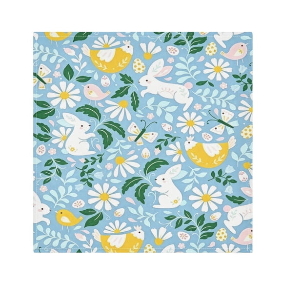 Iauyy Satin Napkins Set of 1- Blue-bunny Print DIY Printing Decoration Cloth Napkin- Easy Care for Home/Party