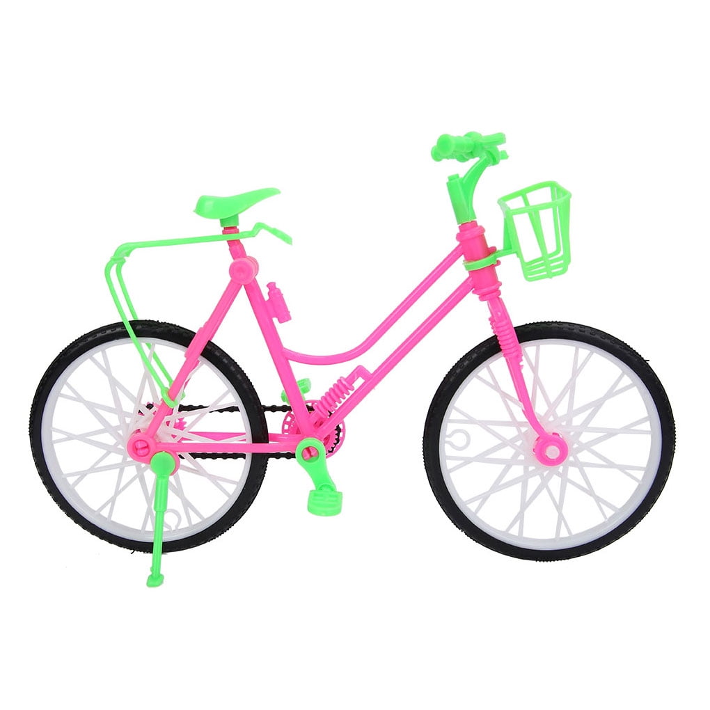 Pink Detachable Bike Bicycle With Basket For  Doll House Toy Accessor BP 