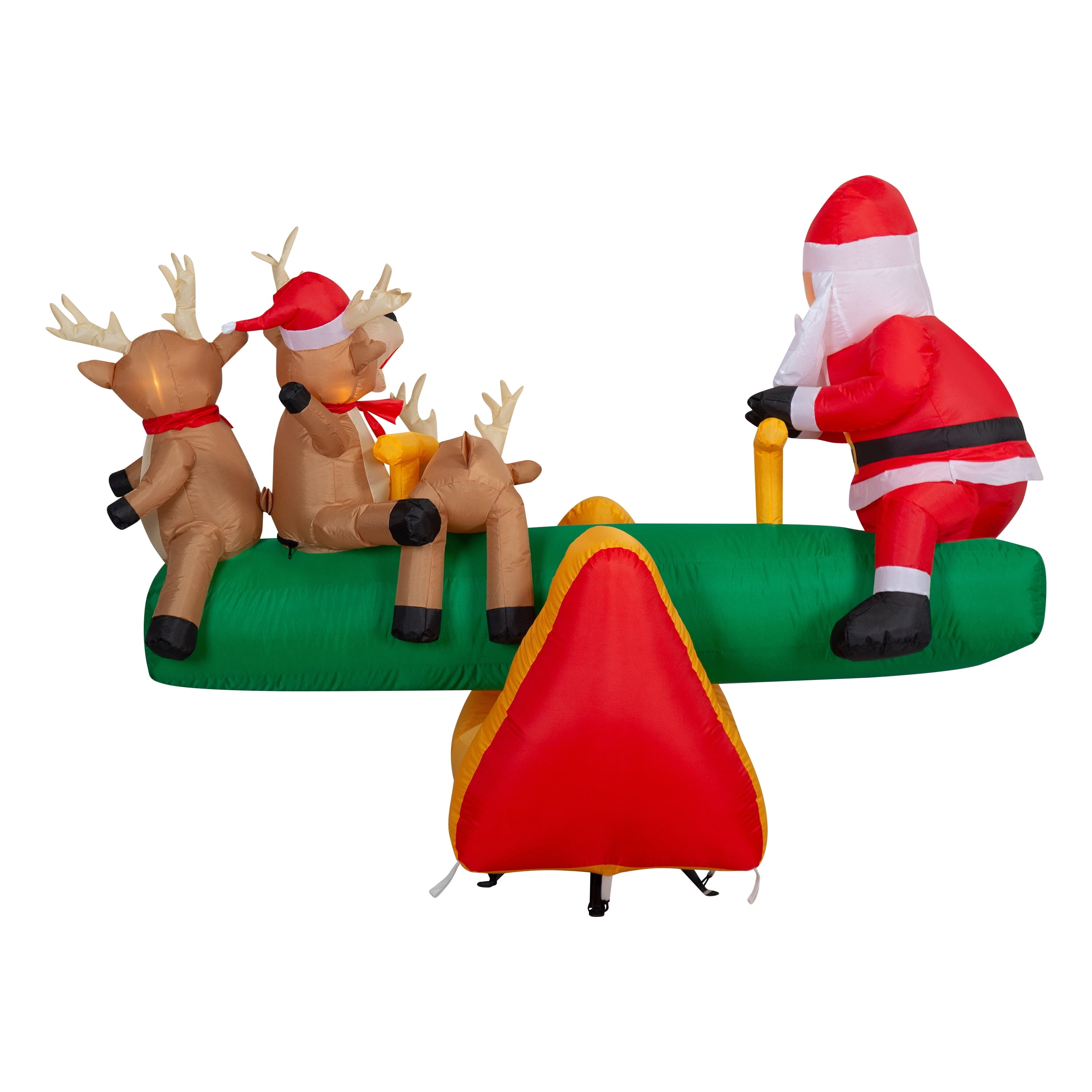 Multicolor Teeter Totter Santa with Reindeer Christmas Airblown Yard Inflatable, 6.5', by Holiday Time