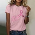 thumbnail image 2 of Yuanlong Womens T-Shirts Short Sleeved Ribbon Butterflies Print Tee Shirts Cancer Awareness Blessing Pullover Tops, 2 of 4