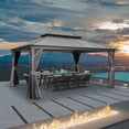 thumbnail image 4 of PURPLE LEAF 12' X 16' Permanent Hardtop Gazebo Aluminum Frame Gazebo with Galvanized Steel Double Roof for Patio Lawn and Garden, Grey, 4 of 20