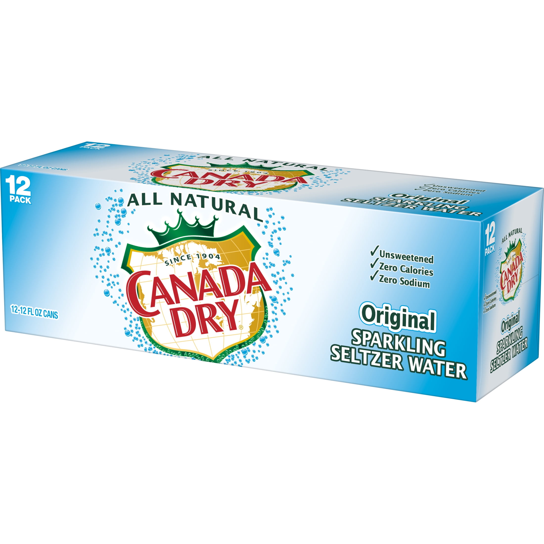 Canada Dry Original Sparkling Seltzer Water, 12 fl oz, 12 Pack Cans