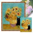 thumbnail image 1 of Hilo de bordar de algodón ecológico completo, obra de arte de punto de cruz de gato de 11CT, 40x50cm, negro, 1 of 9