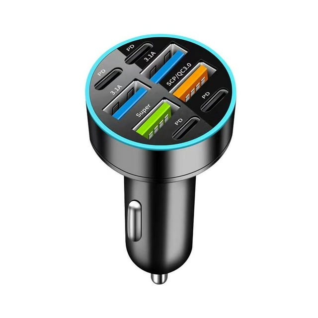 Dual Port 36W Car Charger with LED Voltage Display Fast PD QC3.0 Aluminum Alloy Universal Fit