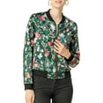 thumbnail image 3 of INSPIRE CHIC Women's Bomber Jacket Slim Fit Lightweight Zip Up Jacket L Dark Green, 3 of 8