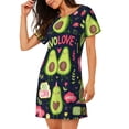 thumbnail image 2 of Kdxio Avocado Love Pattern Womens Short Sleeve Sleepshirt Scoopneck Cute Nightdress Ruffle Comfy Nightgown, 2 of 6