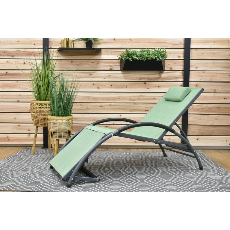 Vivere Aluminum Dockside Sun Lounger with Pillow Olive Grove