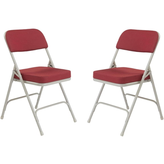 Pemberly Row 32" Fabric Upholstered Folding Chair in Burgundy Red (Set of 2)