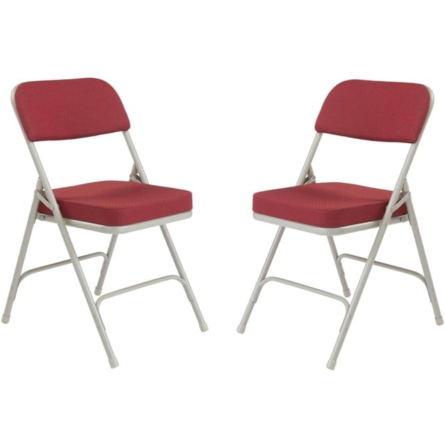 Chaise Pliante Rembourrée en Tissu NPS 3200 Series 32 Pouces en Rouge Bourgogne (Ensemble de 2)