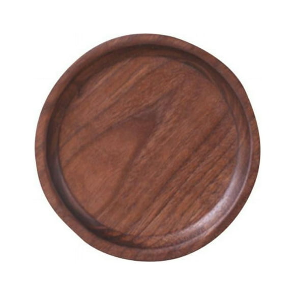 Black Walnut Wooden Tableware Round Cake Tray Dessert Serving Tray Kitchen Utensils-5 Square Stitching