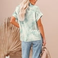 thumbnail image 5 of hopeusnice Women's Side Splited Shirts Short Sleeve Fashion Bamboo Print Tunic Button Down Collared Neck T-Shirts Cotton and Linen Blouse with Bust Pocket Trendy Summer Casual Loose, 5 of 7