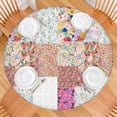 thumbnail image 2 of Pioneer Flower Floral Print Pattern Round Fitted Tablecloth with Elastic Edge,Dining Table Cover Waterproof,Outdoor Round Tablecloth for Camping,Dining,Indoor and Outdoor, 2 of 7