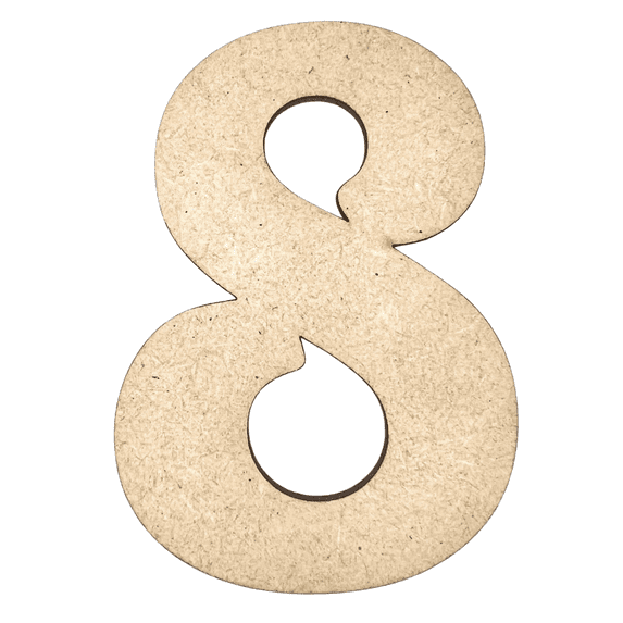 22" Tall MDF Number 8 | 1/4" Thick | Krafty Supply Letters | Beltorian