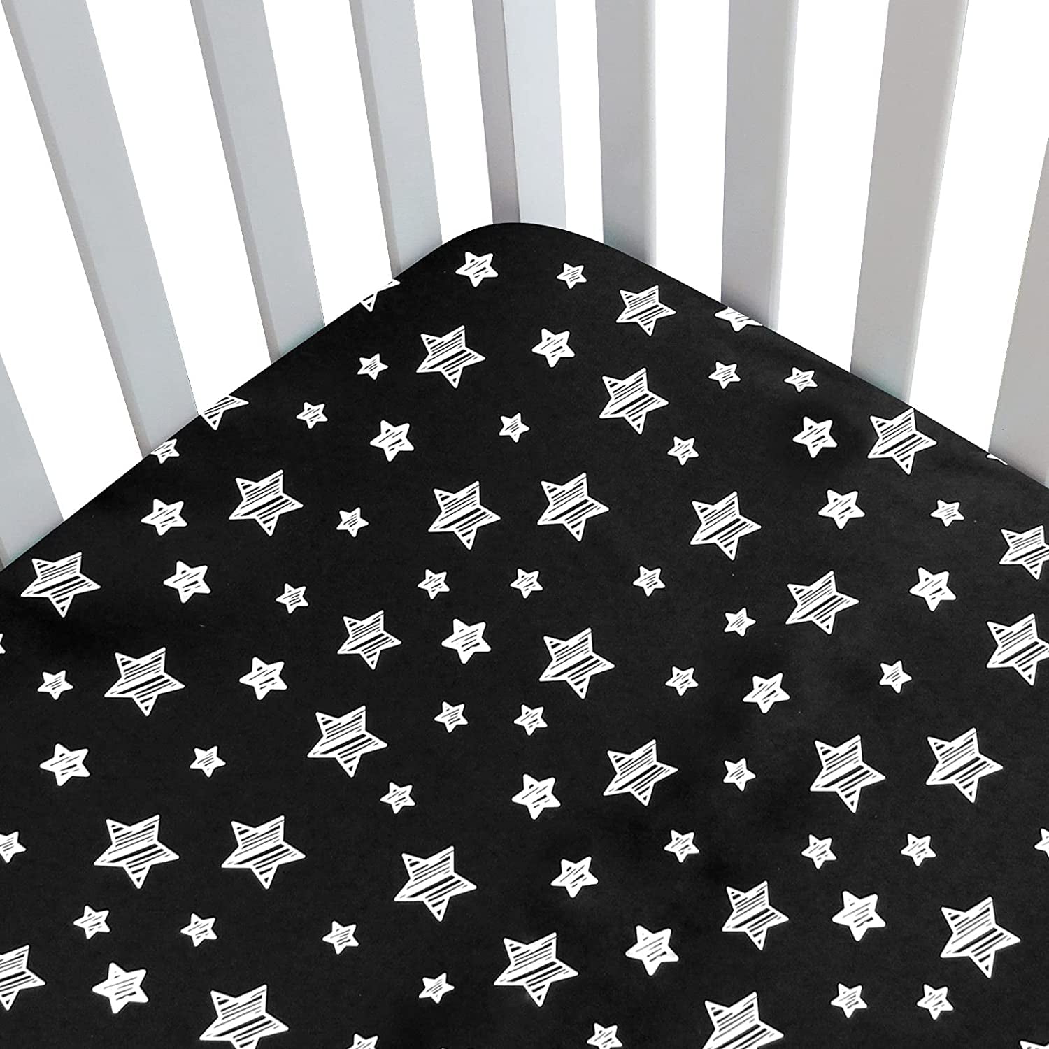 Black FLXXIE Microfiber Toddler Soft Fitted Sheets 28x 52 2 Pack Breathable Cozy Baby Mattress Crib Sheets for Boys and Girls 