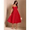 thumbnail image 6 of Red Spaghetti Strap Sweetheart Neck Fit & Flare Midi Dress, 6 of 30