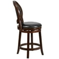 thumbnail image 4 of Flash Furniture 26'' High Cappuccino Counter Height Wood Stool with Oval Back and Black LeatherSoft Swivel Seat, 4 of 5