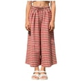 thumbnail image 3 of Zanarzt Girls Pants Toddler Kids Summer Cotton Linen Pants Boys Girls Casual Plaid Long Pant Beach Pants 18-24 Months,Red, 3 of 8