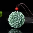 thumbnail image 2 of HOOUN Natural Grade A Jade Jadeite Men Women Lucky Beauty Peony Flower Pendant Gift, 2 of 5