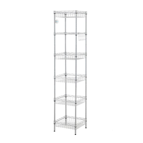 Winado 6-Layer Metal Wire Storage Rack w/ Hooks,Carbon Steel ,Hold up 265 lbs