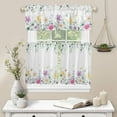 thumbnail image 6 of Floral 3pcs Kitchen Curtain Valance and Tiers Set, Small Window Valance Curtain Insulated Blackout Drapes with 2 Tiers Curtains for Kitchen Bathroom, Colorful Flowers Butterflies Eucalyptus Leaves, 6 of 6