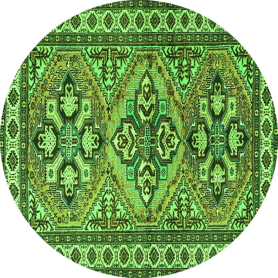 Ahgly Company Indoor Round Persian Green Traditional Area Rugs, 7' Round