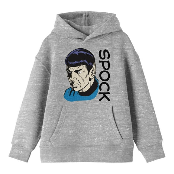 Star Trek: The Original Series Spock Pop Art Youth Heather Gray Graphic Hoodie-Small