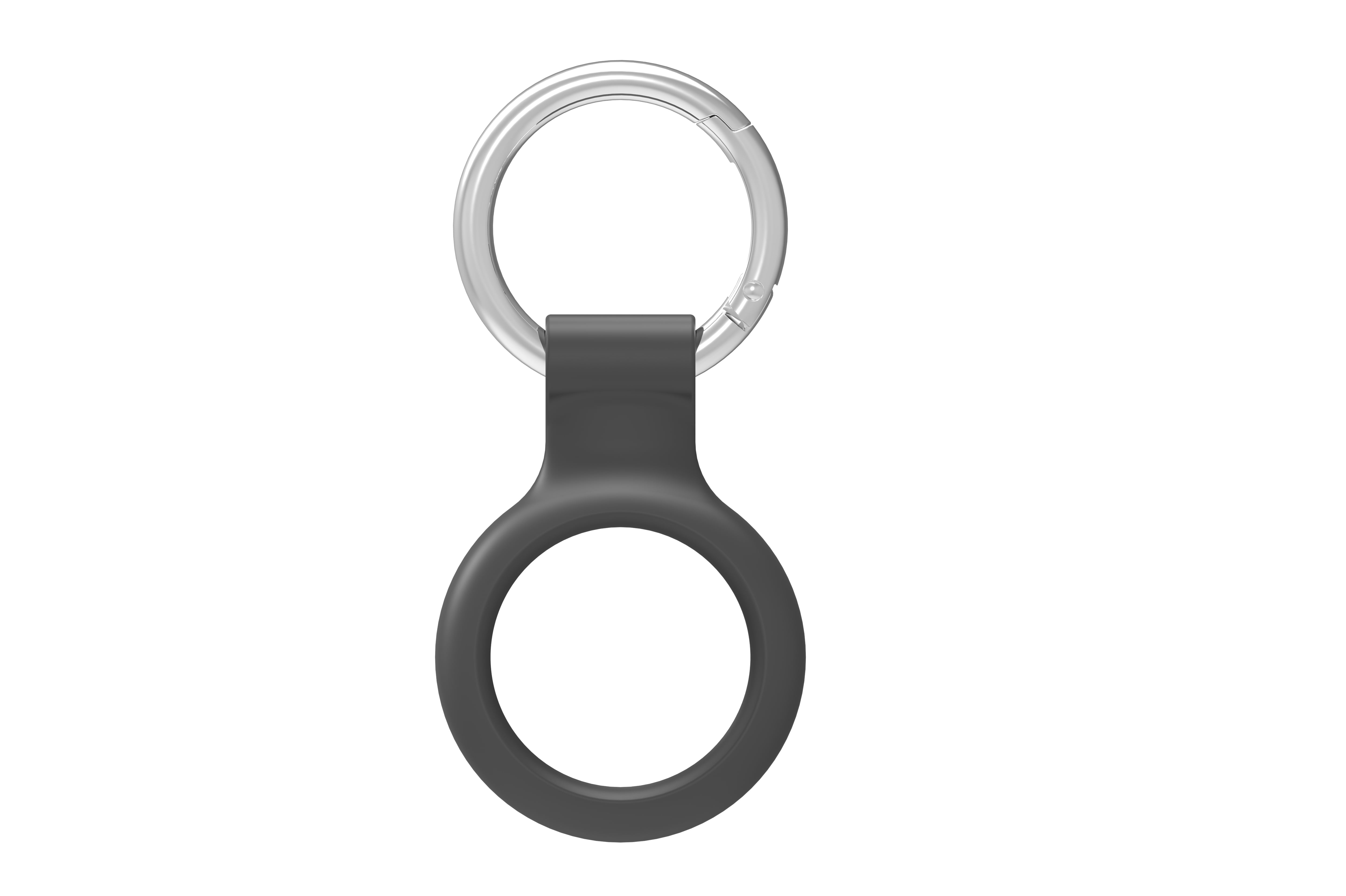 onn. Protective Holder with Carabiner-Style Ring for Apple AirTag, Silicone, Black