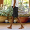 thumbnail image 2 of Women Shorts Knee Length Trendy Casual Bermuda Shorts with Pockets Stretch Drawstring Long Shorts Summer Walking (M, Black), 2 of 8