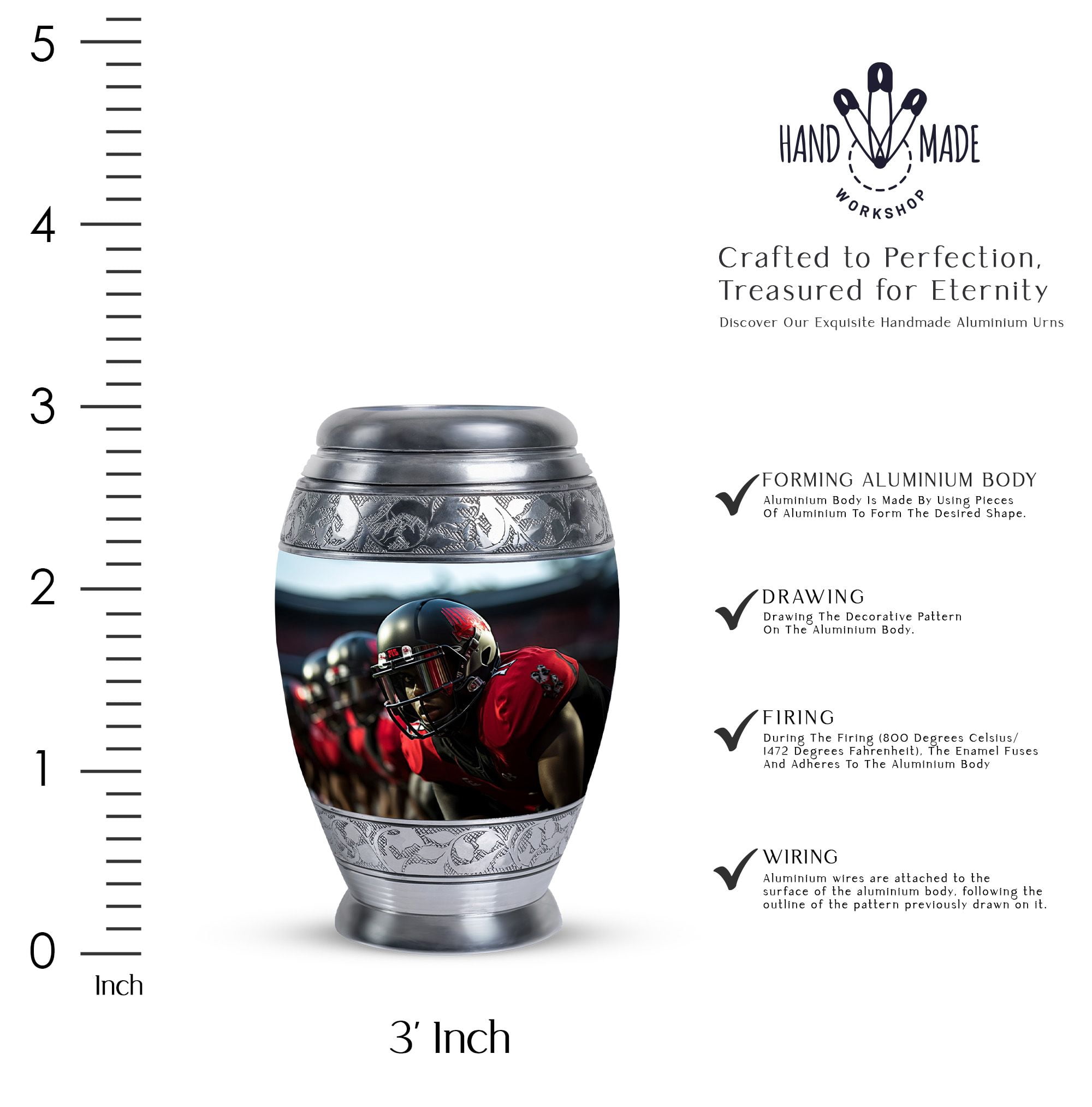 Football Team Urn For Ashes For Women - Small Urns For Human Ashes - Cremation Urn Adult Ashes 3 Inch, Pack Of 4 Small Urn For Ashes - Ash Holders For Human Ashes -Funeral Urns - Keepsake Urns