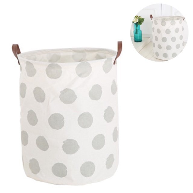 Cesto de ropa grande de 40x50CM, cesto de almacenamiento plegable impermeable de lino y algodón redondo con asas para cesto, habitación de niños, almacenamiento de juguetes Ormromra 2035350-3