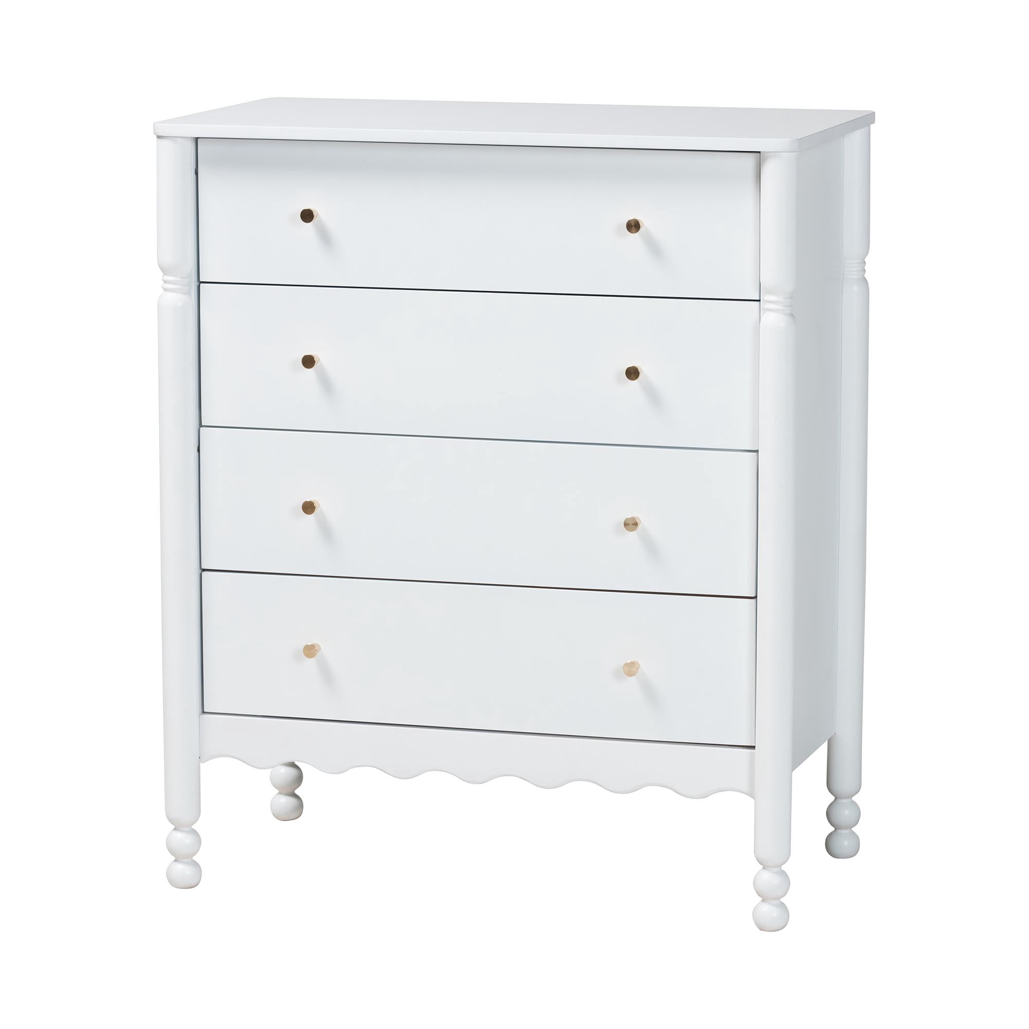 Baxton Studio Hoffman Modern Farmhouse Chest, 4-Drawer, White
