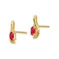 thumbnail image 3 of Natural Red Ruby 1/2 Carat (Ctw) Oval Stud Earrings in 14K Yellow Gold with Accent Diamonds, 3 of 4