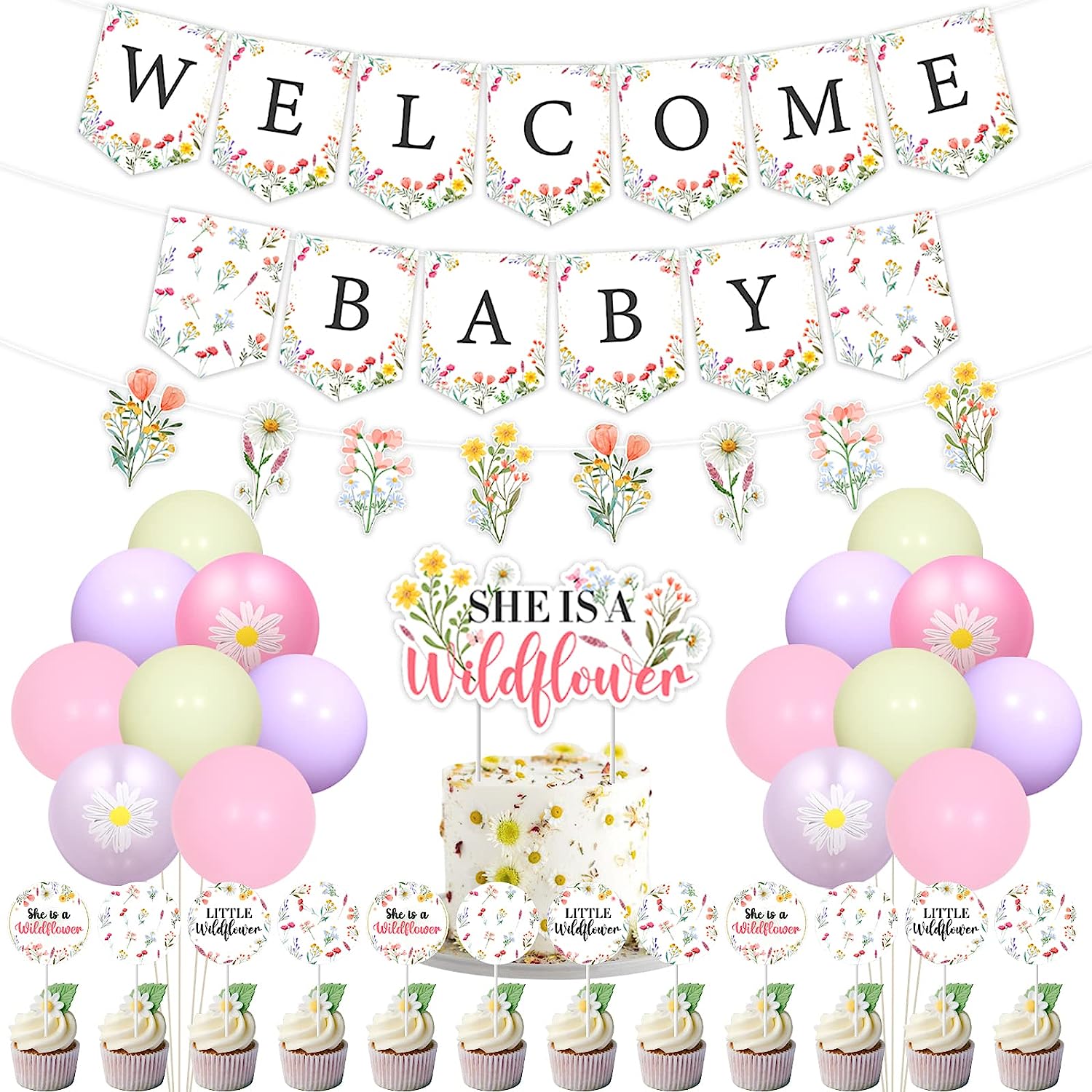 She is A Wild Flower Baby Shower Party Decorations for Girls, Gender