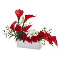 thumbnail image 1 of Nearly Natural 1639-RD Mixed Lily & Rose Artificial Arrangement - Red, 1 of 2