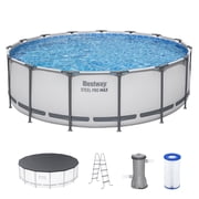 Open Box Bestway Steel Pro Max Family Size Round Steel Frame Swimming Pool
