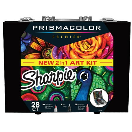 Sharpie and Prismacolor Coloring Kit with Permanent Markers, Art Pens and Colored Pencils, 28
